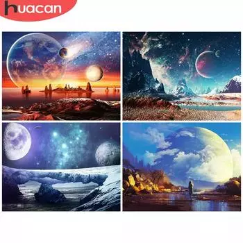 HUACAN Алмазная картина «Космос», полная квадратная круглая вышивка крестиком 5D Алмазная вышивка Пейзаж Мозаика Вселенная Украшение дома Искусство Full Square 20*30 cm