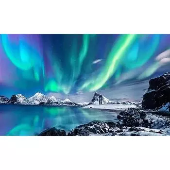 HuaCan Алмазная картина Lnadscape Полный круглый AB Drill Аврора Картины Мозаичная картина Вышивка стразами Художественное ремесло Домашний декор стен 30x50 см 30x50cm