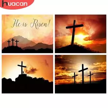 HUACAN Алмазная картина Новая религия христианская 5D DIY Алмазная вышивка Распродажа Пейзаж Закат Мозаика Декор для дома Full Square 20X30cm