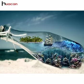 Huacan Алмазная картина Полная квадратная бутылка Алмазная вышивка Полный дисплей Вышивка крестом 20*30 cm