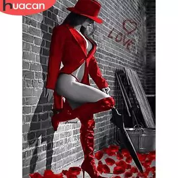 Huacan Алмазная картина вышивка крестиком женский домашний декор полная мозаика со стразами 5D Алмазная вышивка ручной работы 20*30 cm