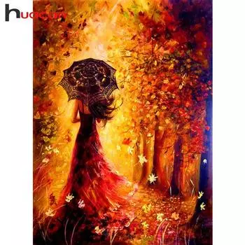 Huacan Алмазная мозаика Девушка Стразы Картинки Алмазная картина Полный квадратный крестик 20*30 cm