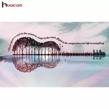 HUACAN Алмазная мозаика Пейзаж 5D DIY Алмазная картина Гитара Полный квадратный дрель Декор для дома 20*30 cm