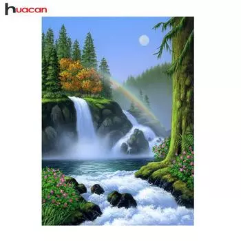 Huacan Алмазная мозаика Пейзаж Картина Стразы Вышивка крестиком Алмазная вышивка Водопад 20*30 cm