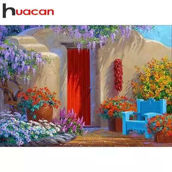 Huacan Алмазная вышивка 5D DIY алмазная живопись цветок дверь картина стразами полный бриллиант Рождественский подарок декор для дома 30*40 cm