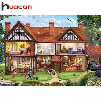 Huacan Алмазная вышивка 5D DIY алмазная живопись Милый дом картина стразами полный бриллиант Рождественский подарок декор для дома 30*40 cm