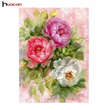 Huacan Алмазная вышивка цветок алмазная живопись вышивка крестом Настенный декор полный квадратный горный хрусталь DIY Алмазная мозаика Full square 20*30 cm