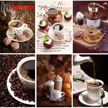 Huacan Алмазная вышивка Кофе Полный дисплей Алмазная мозаика Пейзаж Алмазная картина Квадратные стразы Искусство 20*30 cm