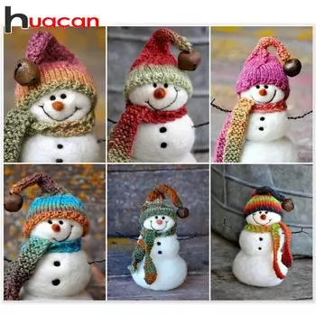 HUACAN Алмазная вышивка полный дисплей снеговик фотографии стразы алмазная живопись мультфильм вышивка крестиком детский подарок Full Round 30*40 cm