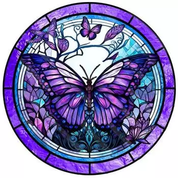 HuaCan Алмазная картина DIY Kit Бабочка Картина Полная круглая AB Дрель Мозаичные картины Стразы Вышивка Искусство Ремесло Домашний Декор Стены Round AB Drill 20x20cm