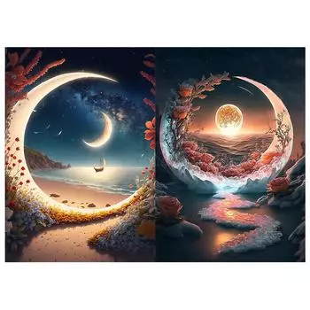 HuaCan алмазная живопись DIY комплект ночной пейзаж картина полная круглая дрель мозаика картины с луной вышивка домашний декор 15x20cm