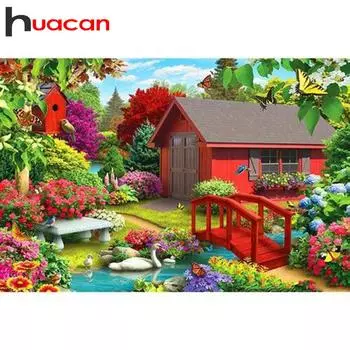 Huacan алмазная живопись полная квадратная дрель сельские стразы картины Алмазная вышивка распродажа живописная вышивка крестиком мозаика подарок Full square 25*30 cm