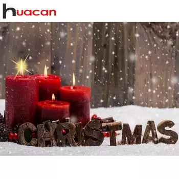 Huacan алмазная живопись ручной работы пейзаж 5D алмазная вышивка полная квадратная рождественская свеча фотографии стразы настенная наклейка Full Square 20*30 cm