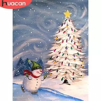 Huacan алмазная живопись Снеговик полный квадрат Новое поступление Алмазная вышивка Рождественская елка Алмазная мозаика зимний декор для дома Full Square 20*30 cm