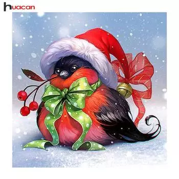 Huacan Bird Алмазная вышивка Мозаика Рукоделие Рождественский подарок Полный квадратный алмаз из смолы 20*20 cm