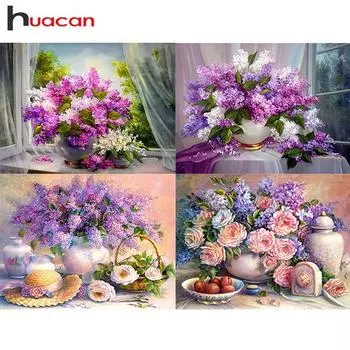 Huacan цветочный узор 5D алмазная живопись вышивка крестиком Алмазная мозаика фото вышивка ручная работа 30*40 cm