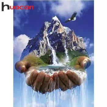 Huacan DIY 3D Алмазная картина Пейзаж Вышивка Крест Стежок Главная Декор Full round 25*30 cm