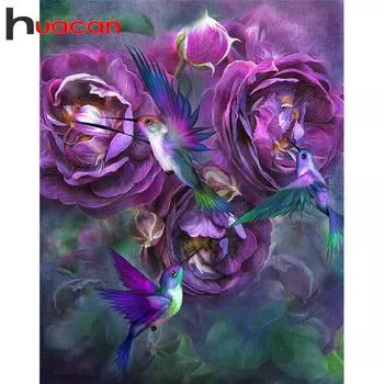 HUACAN DIY 5D Алмазная картина Цветок Птица Вышивка крестом Мозаика Украшение дома Подарок Full square 25*30 cm