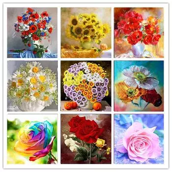Huacan DIY 5D Алмазная картина Цветы Частичная дрель Вышивка крестом Рукоделие Ремесло 1