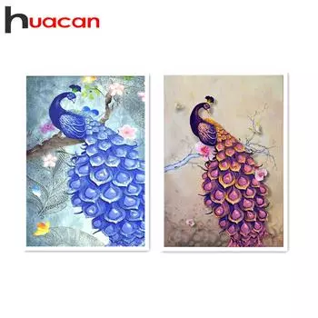 Huacan DIY 5D Алмазная картина Павлин Вышивка Крестом Главная Декор Ремесло 1 розовый