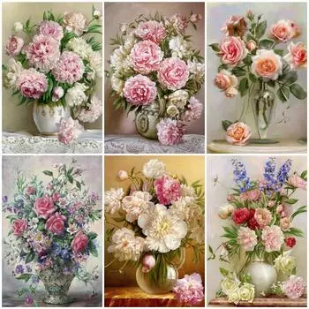 HUACAN DIY 5D Алмазная картина Пион Икона Современное украшение для дома Алмазная вышивка 20*30 cm