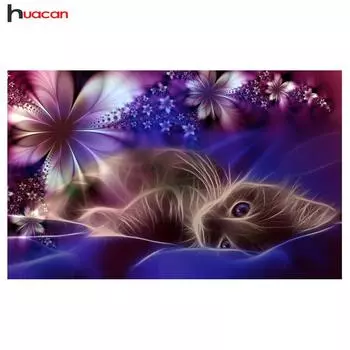 HUACAN DIY 5D Алмазная картина Вышивка крестом Милый кот Европа Декор Алмазная вышивка 20*30 cm