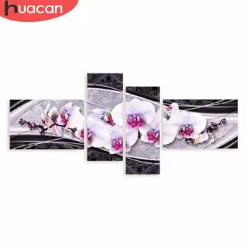 HUACAN DIY 5D Алмазная вышивка крестиком алмазная живопись домашние декоративные подарки модный цветок 4 шт. рукоделие 40x25cmx2p20x40cmx2p