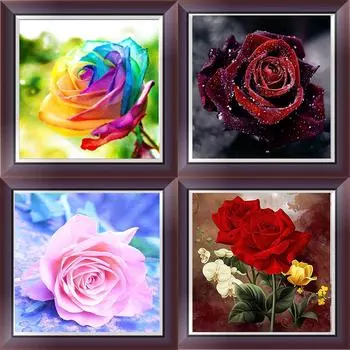Huacan DIY 5D Алмазная вышивка мозаика цветок картина роза вышивка крестиком домашний декор 30*30 cm