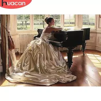 HUACAN DIY 5D алмазная живопись люди рукоделие ремесло подарок полная квадратная Алмазная вышивка для девочек и фортепиано вышивка крестом Full Square 20*30 cm