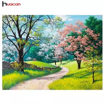 HUACAN DIY 5D алмазная живопись Пейзаж Стразы ручная работа полная алмазная вышивка крестиком 4 сезона пейзажи Full Round 20*30 cm