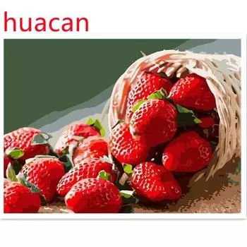 Huacan DIY 5D Full Drill Алмазная картина Клубника Искусство Вышивка Крестом Мозаика Домашний Декор Подарок Full Square 20*30 cm