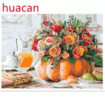 Huacan DIY 5D Full Drill Алмазная картина Цветы Искусство Вышивка Крестом Мозаика Домашний Декор Подарок Full Square 20*30 cm