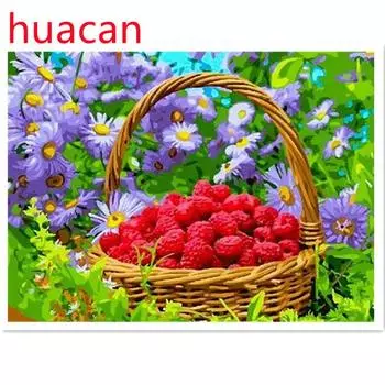 Huacan DIY 5D Full Drill Алмазная картина Цветы Фрукты Искусство Вышивка Крестом Мозаика Домашний Декор Подарок Full Square 20*30 cm