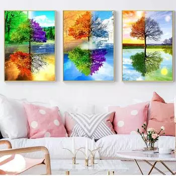 HUACAN DIY 5D картина «Времена года» дерево вышивка крестиком Алмазная вышивка узоры стразы Алмазная мозаика 30*30 cm