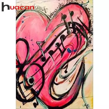 Huacan DIY Алмазная вышивка алмазная живопись сердце ноты вышивка крестиком мозаика Алмазная картина из стразов домашний декор 30*40 cm