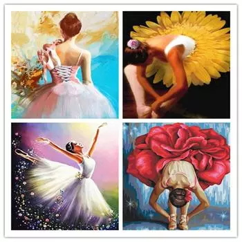 HUACAN DIY алмазная живопись персонаж девушка DIY Алмазная вышивка балетная девушка круглое украшение дома вышивка крестиком подарок на день рождения 30*40 cm