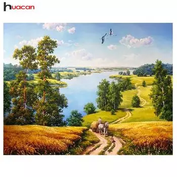 HUACAN DIY Пейзаж Алмазная вышивка Вышивка крестом Домашний декор Полный квадратный лес из смолы Алмазная картина Мозаика Подарок Full Square 20*30 cm