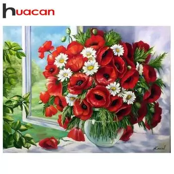 HUACAN DIY Полный дрель Алмазная картина Цветы Искусство Вышивка Крестом Мозаика Домашний Декор Подарок Full square 25*30 cm