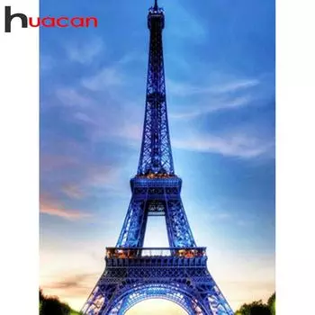 Huacan DIY полный комплект алмазной вышивки живописный 5d алмазная живопись новые поступления Эйфелева башня стразы фотографии Full Square 20*30 cm
