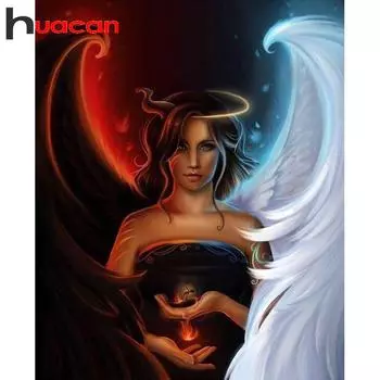HUACAN Full Drill 3D DIY Алмазная картина Дьявол Ангел Алмазная вышивка крестиком Стразы Мозаика Подарок Full square 20*30 cm