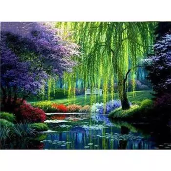 Huacan напечатанный холст DIY алмазная живопись пейзаж вышивка крестиком полная дрель вышивка смолой 30*20 cm