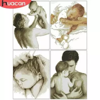 HUACAN полная дрель квадратная алмазная живопись 5D портрет DIY Алмазная вышивка отец и ребенок украшение дома Full Square 20*30 cm