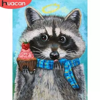 HUACAN полная квадратная алмазная живопись енот ремесленная распродажа 5D DIY Алмазная вышивка животное вышивка крестиком украшение дома Full Square 20*30 cm