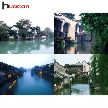 HUACAN полная квадратная дрель 5D DIY алмазная живопись набор для вышивки крестом пейзажная вышивка Милу олень декор со стразами Full square 20*30 cm