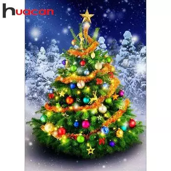 Huacan полная квадратная/круглая дрель 5D DIY алмазная живопись Рождественская елка вышивка крестиком 5D домашний декор подарок Full Round 20*30 cm