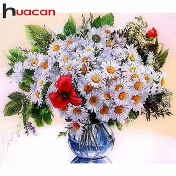 HUACAN полная квадратная круглая дрель комплект для алмазной живописи подарок маленькая ромашка DIY вышивка крестом домашний декор Full square 25*30 cm