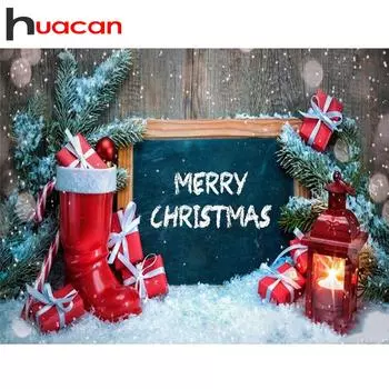 Huacan Полный круглый дрель 5D DIY Алмазная картина Рождественский пейзаж Вышивка крестиком Домашний декор Gif Full Round 20*30 cm