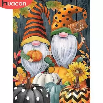 Huacan Полный квадратный/круглый алмазная живопись Тыква Хэллоуин DIY 5D Алмазная вышивка Подсолнух Домашний декор Full Square 20*30 cm