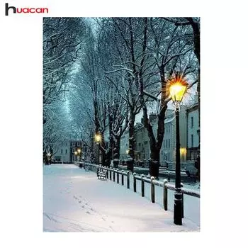 Huacan ремесло рукоделие алмазная живопись снежный пейзаж Diy ремесла Алмазная вышивка круглая дрель мозаичная картина Full Round 20*30 cm