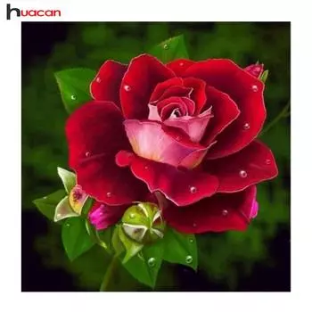 Huacan Rose Patterns Алмазная вышивка Цветок Полная квадратная мозаика Алмазная картина Вышивка крестом 20*20 cm